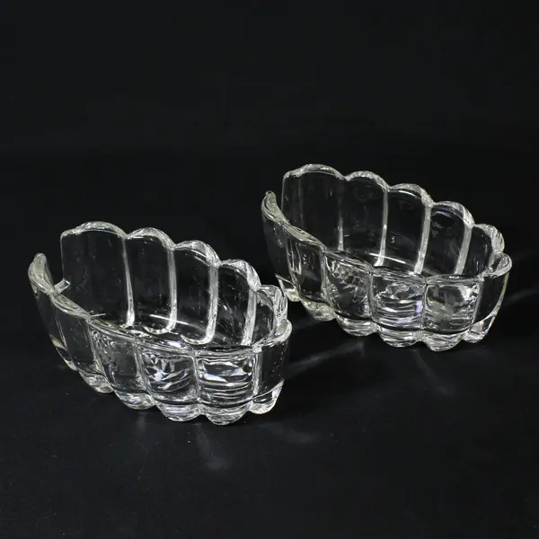 Set of 2 Vintage Princess House Ribbed Crystal Spoon Holders