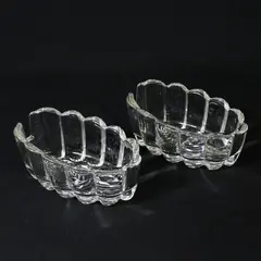 Set of 2 Vintage Princess House Ribbed Crystal Spoon Holders
