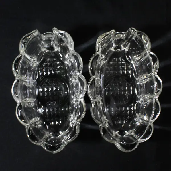 Set of 2 Vintage Princess House Ribbed Crystal Spoon Holders