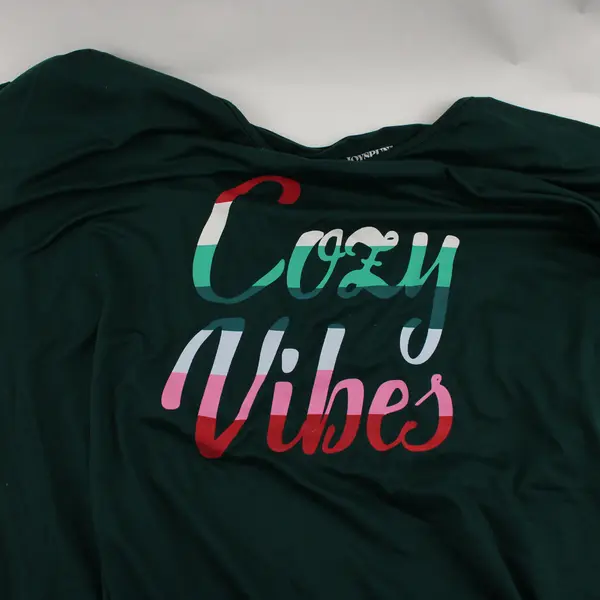 Joyspun Cozy Vibes Green Short-Sleeved Graphic Pajama Shirt Women's L-XL