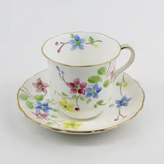MCM Radfords Hand Painted Bone China Cup And Saucer White Gold Trim Flowers