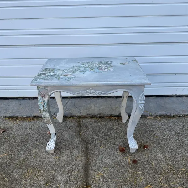 Refinished Small Rococo Revival Floral Paper Accent Table - Local Pickup Only