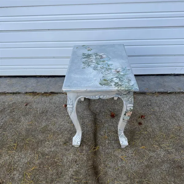 Refinished Small Rococo Revival Floral Paper Accent Table - Local Pickup Only