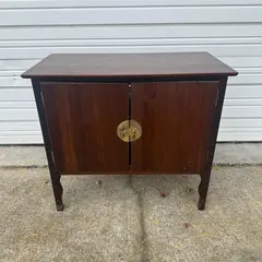 Dark Wood Cabinet With Brass Lock Hardware - Local Pickup Only