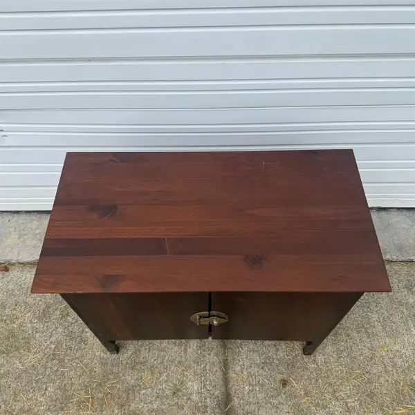 Dark Wood Cabinet With Brass Lock Hardware - Local Pickup Only