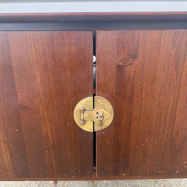 Dark Wood Cabinet With Brass Lock Hardware - Local Pickup Only