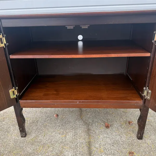 Dark Wood Cabinet With Brass Lock Hardware - Local Pickup Only