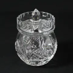 Vintage Cut Crystal Jam Jar 4.5" High Faceted Collectible Vanity Decor