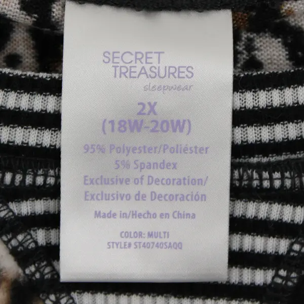 NWT Secret Treasures Jaguar Print Fuzzy Pajama Top Women's 2X 18W-20W