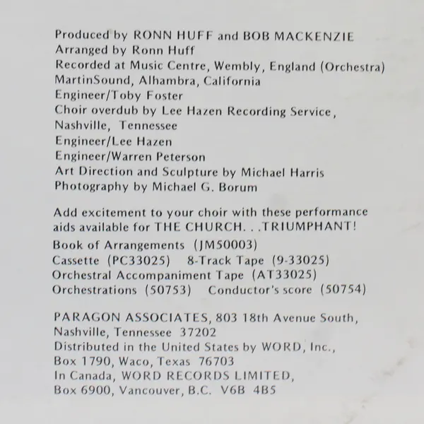 Oklahoma Baptist Festival Choir-"The Church Triumphant" 12" Vinyl Record