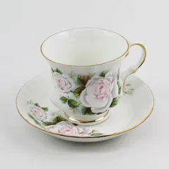 Hitkari Bone China Pink Rose Floral Tea Cup & Saucer Gold Trim