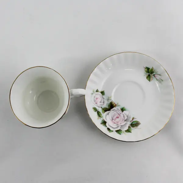 Hitkari Bone China Pink Rose Floral Tea Cup & Saucer Gold Trim