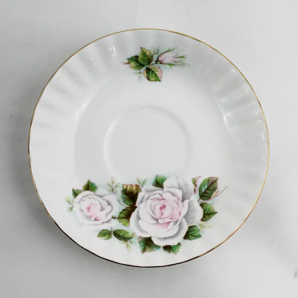 Hitkari Bone China Pink Rose Floral Tea Cup & Saucer Gold Trim