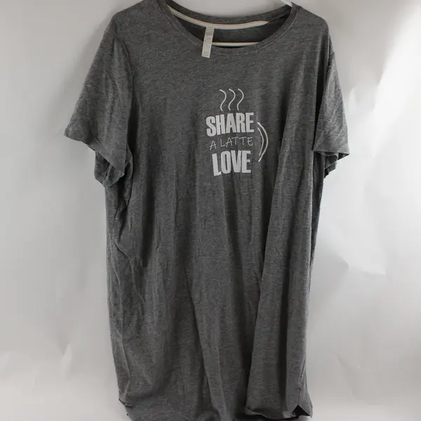 Sleep by Cacique Share A Latte Love Gray Short-Sleeved Sleep Dress Women's 22/24