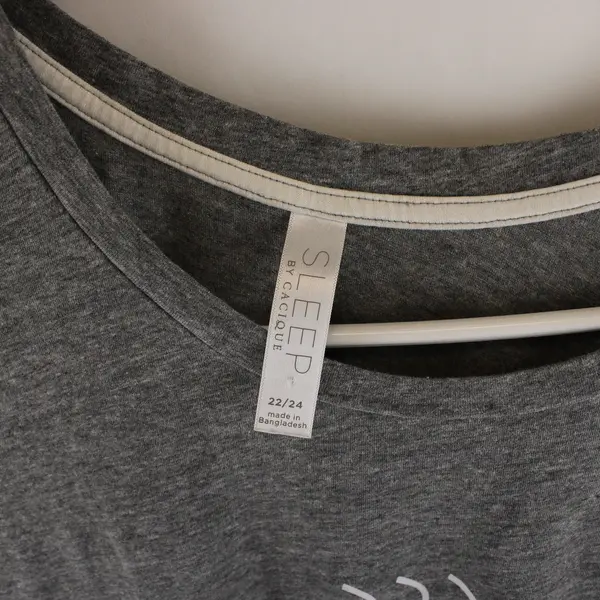 Sleep by Cacique Share A Latte Love Gray Short-Sleeved Sleep Dress Women's 22/24