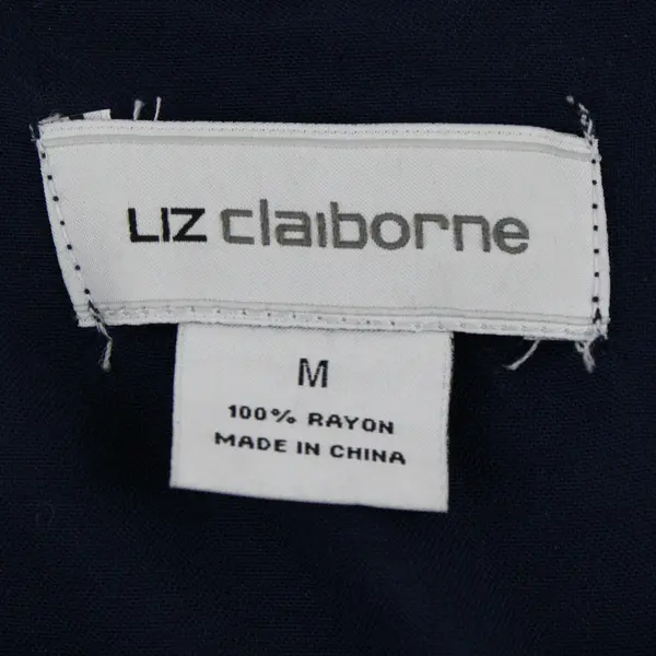 Liz Claiborne Embroidered Navy Blue 3/4 Bell Sleeve Tunic Top Women's Medium