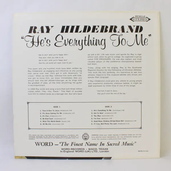 Ray Hildebrand "He's Everything To Me" 12"  Vinyl Record
