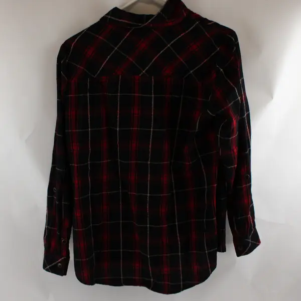 Westport Black Red and Metallic Plaid Button-Up Women's Medium
