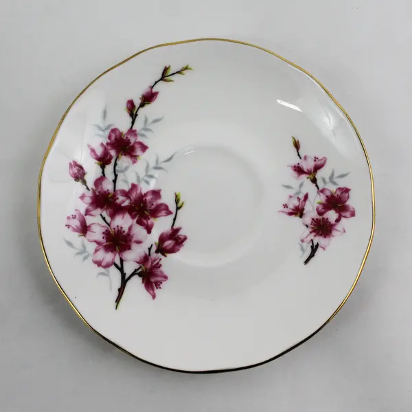 Vtg Duchess Cherry Blossom Bone China  Footed Tea Cup And Saucer 