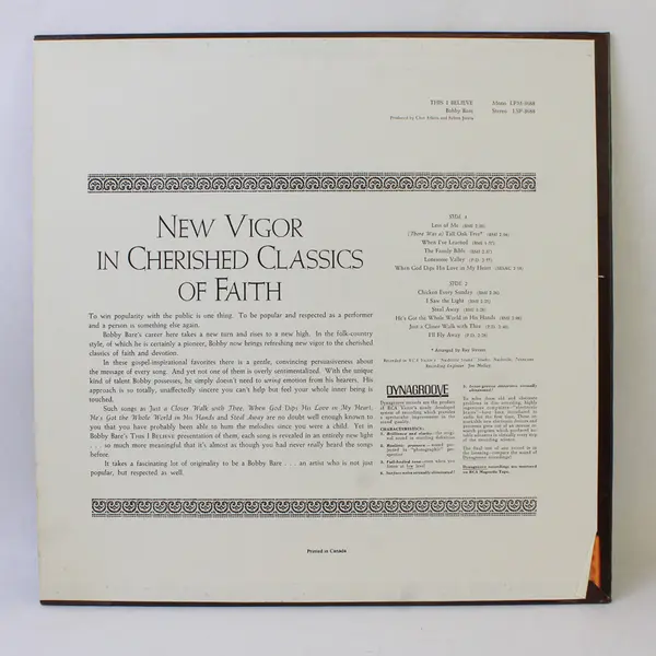 Bobby Bare - This I Believe 12" Vinyl Record