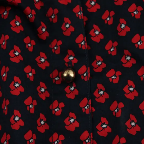 Tommy Hilfiger Red & Navy Poppy Floral Button-Front Shift Dress Women's Medium