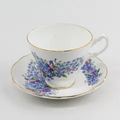 Vintage Royal Stuart  Bone China Footed Cup & Saucer England Forget Me Nots