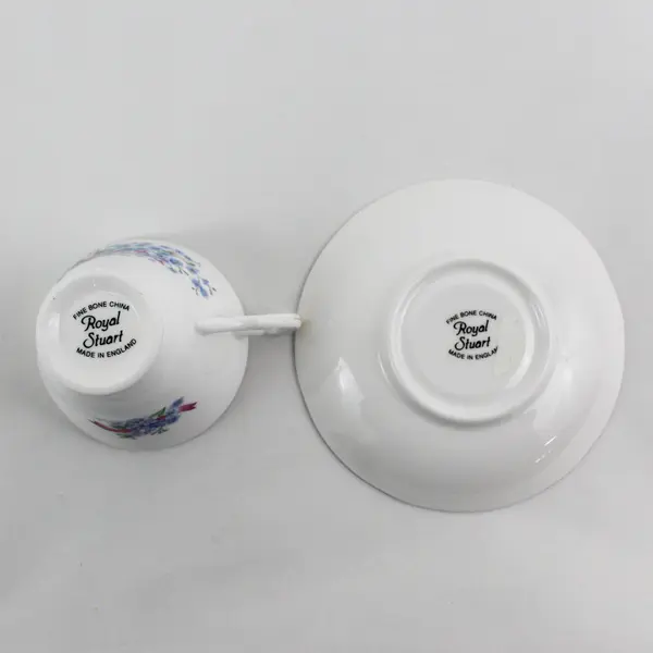 Vintage Royal Stuart  Bone China Footed Cup & Saucer England Forget Me Nots