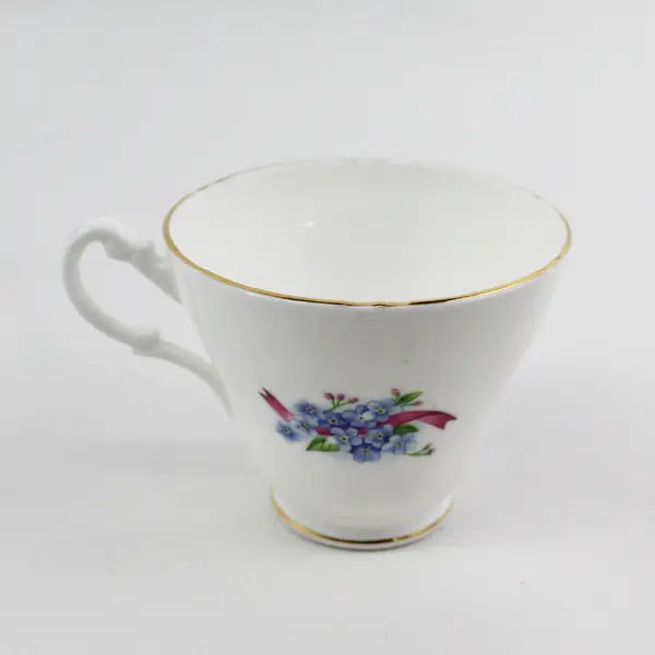 Vintage Royal Stuart  Bone China Footed Cup & Saucer England Forget Me Nots