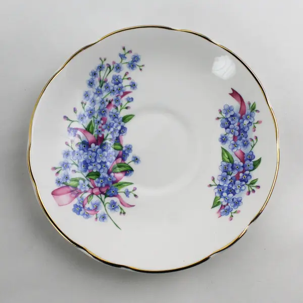 Vintage Royal Stuart  Bone China Footed Cup & Saucer England Forget Me Nots