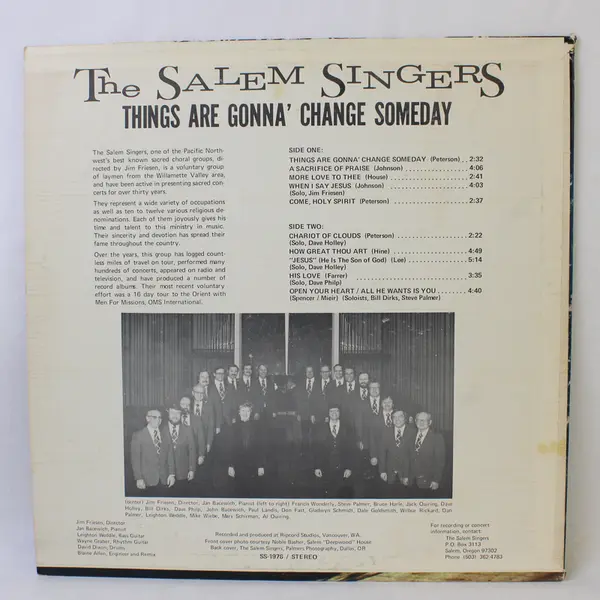 The Salem Singers Things Are Gonna Change Someday 12" Vinyl Record