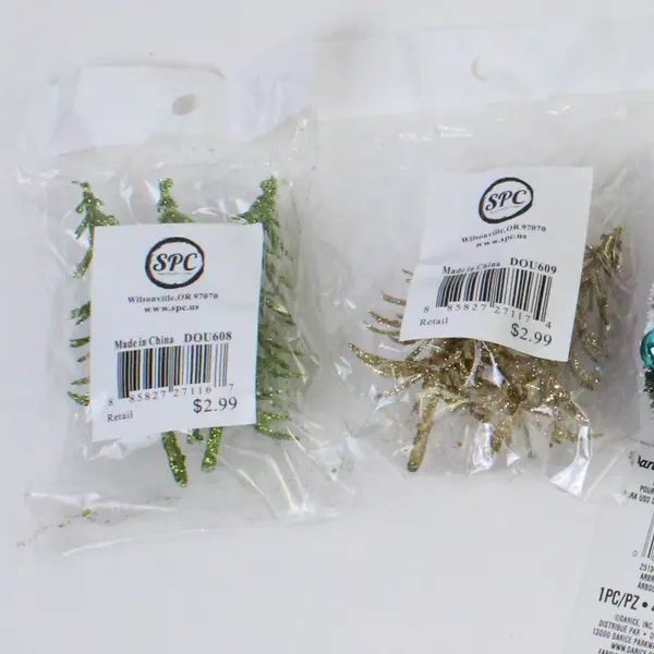 Lot of 5 Assorted Christmas Trees, Various Sizes & Styles 