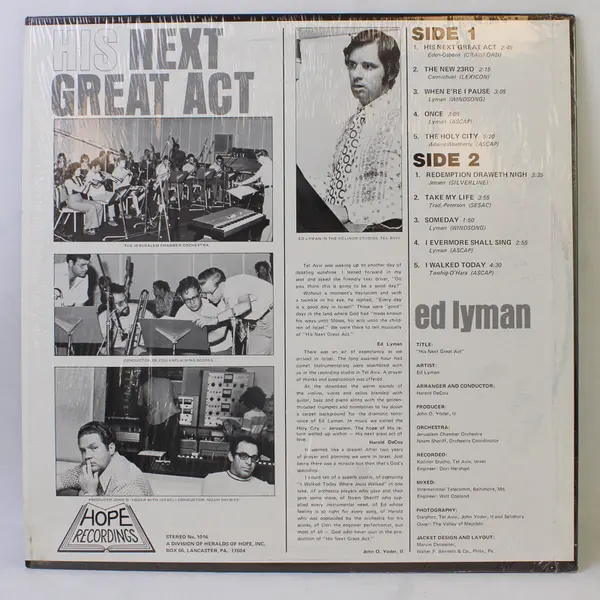 Ed Lyman ‎– His Next Great Act 12" Vinyl, Record