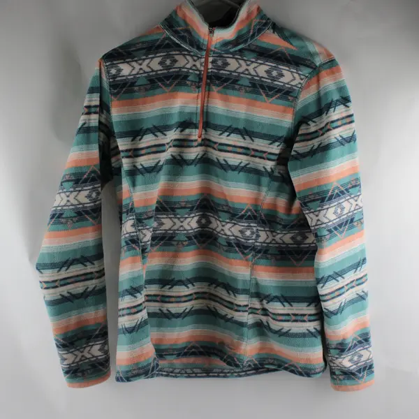 Eddie Bauer Multicolor Tribal Print 1/4-Zip Fleece Pullover Women's Large