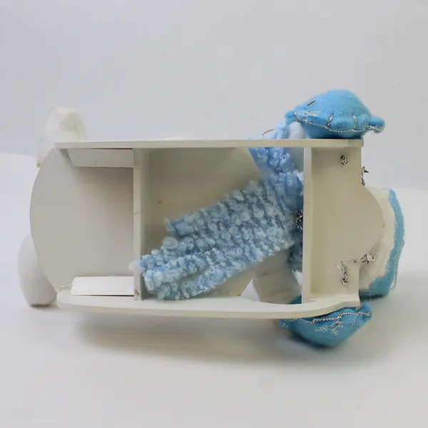 TJ's Christmas Sledding Snowman Figurine Blue & White 5in 