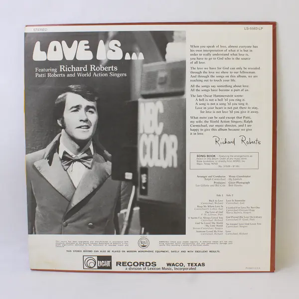 Love is...Featuring Richard Roberts and Patti Roberts 12" Vinyl Record