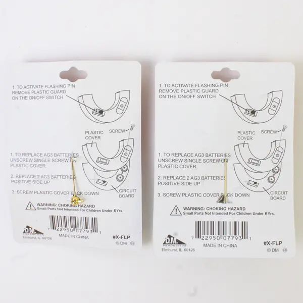 Lot of 2 DM Productions Flashing Holiday Christmas Pins Penguin Snowman