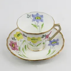 MCM Radfords Hand Painted Floral Footed  Bone China Cup And Saucer 