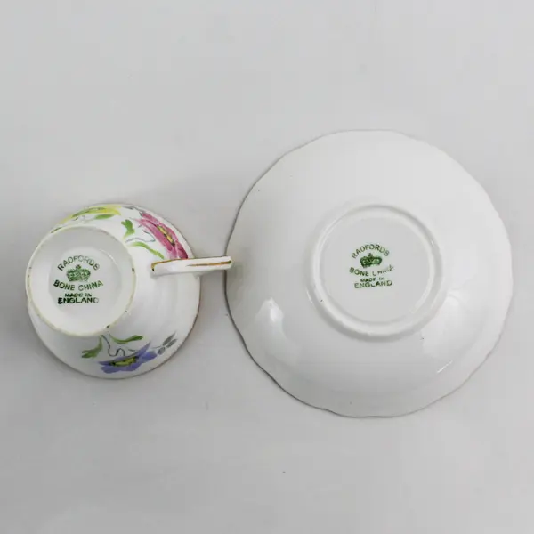 MCM Radfords Hand Painted Floral Footed  Bone China Cup And Saucer 