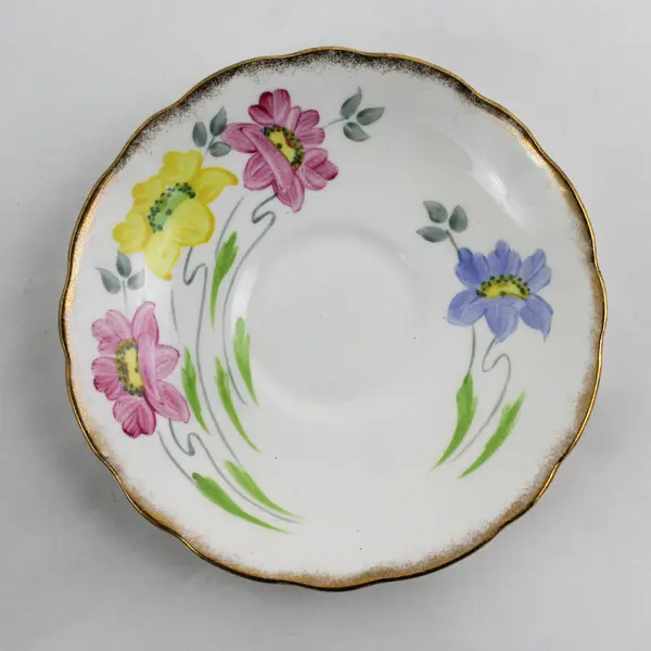 MCM Radfords Hand Painted Floral Footed  Bone China Cup And Saucer 