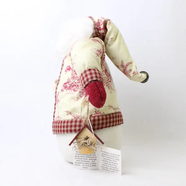 Vintage-Style Mitchell Import Co Fabric Santa Claus Feeding Birds 9.5in