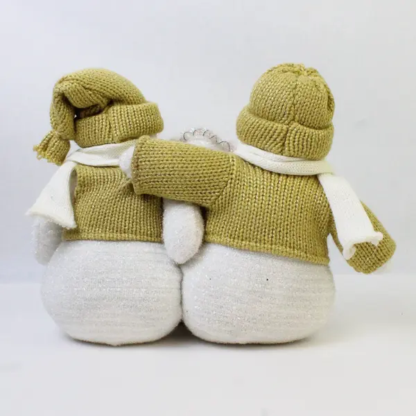 Christmas Fabric Snowman Family Set Yellow & White Tabletop Holiday Decor