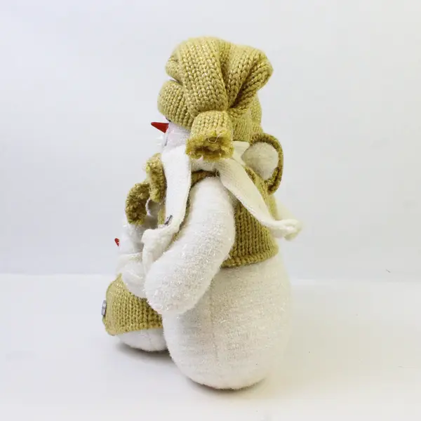 Christmas Fabric Snowman Family Set Yellow & White Tabletop Holiday Decor