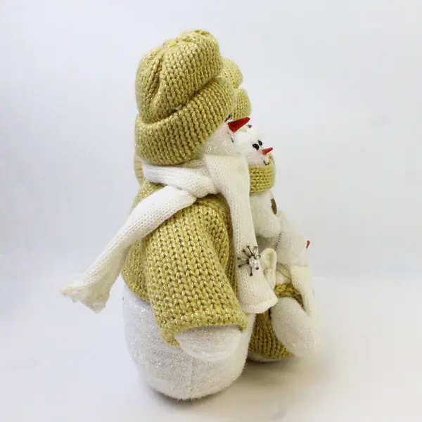 Christmas Fabric Snowman Family Set Yellow & White Tabletop Holiday Decor