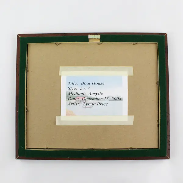 Original Framed/Matted Acrylic Painted Boat House Picture Lynda Price