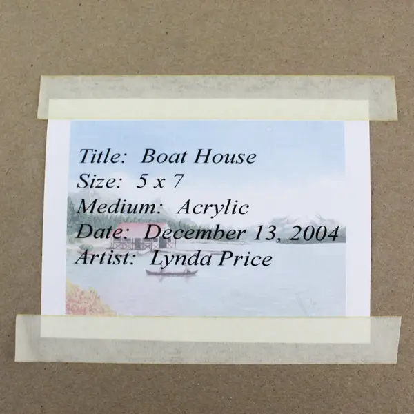 Original Framed/Matted Acrylic Painted Boat House Picture Lynda Price