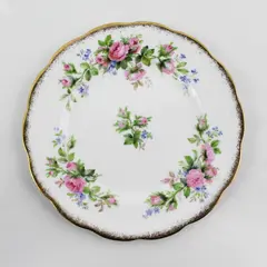 Vtg Roslyn Bone China Moss Rose 6.25"  Bread Plate  England