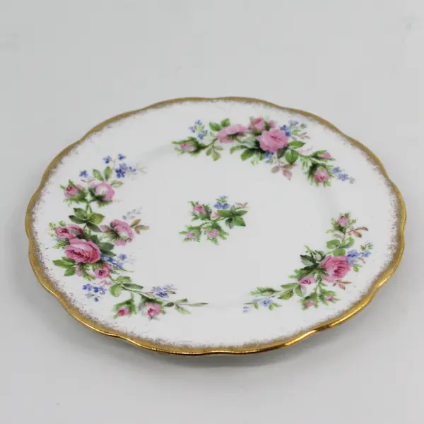 Vtg Roslyn Bone China Moss Rose 6.25"  Bread Plate  England