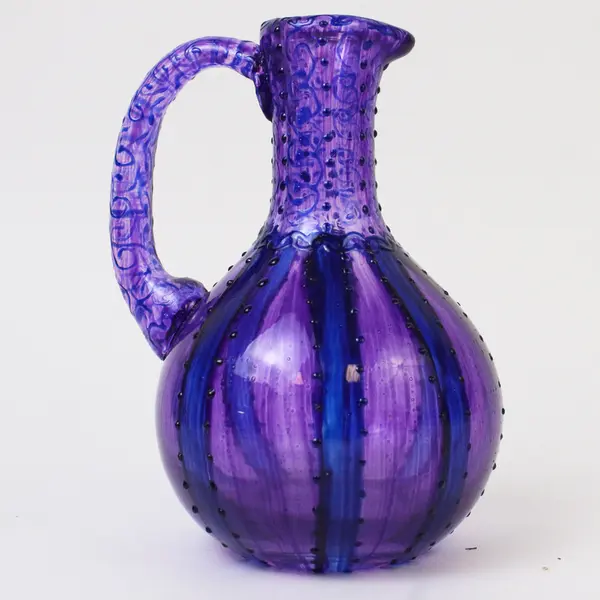 Vintage Amethyst Purple Glass Pitcher Collectible 5in
