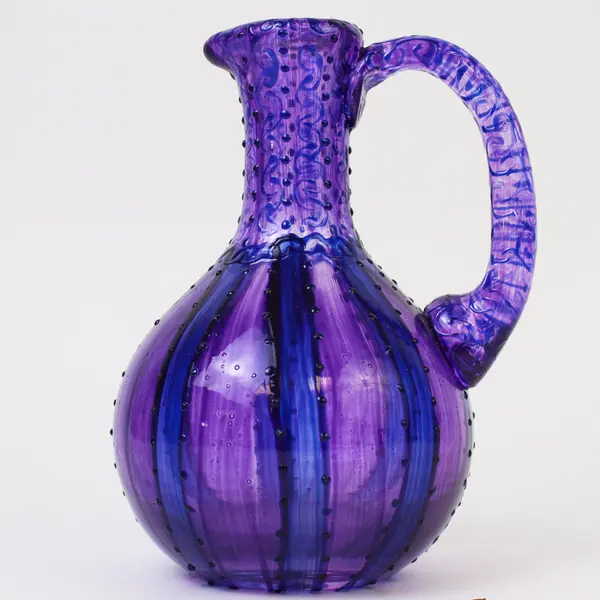Vintage Amethyst Purple Glass Pitcher Collectible 5in