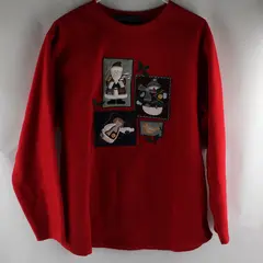 Karen Scott Christmas-Themed Embroidered Applique Red Sweatshirt Women's Large